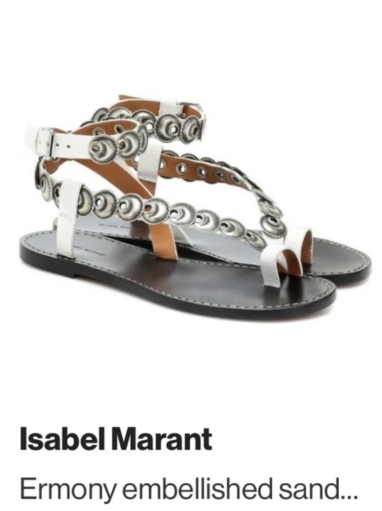 Isabel Marant Shoes - Isabel Marant White Leather Sandals with Silver Disc Embellishments